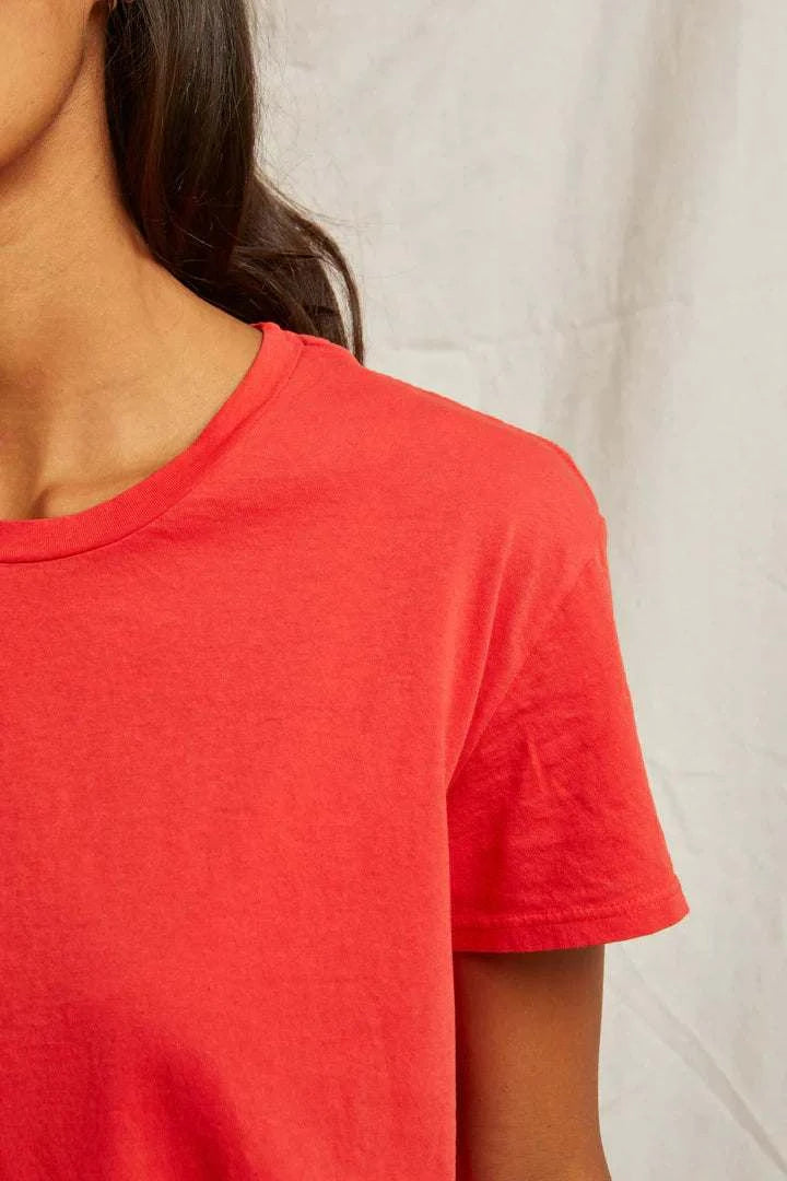 Perfectwhitetee Harley Cotton Boxy Crew Tee Poppy Red