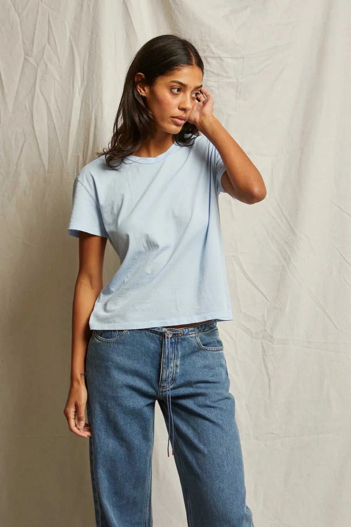 Perfectwhitetee Harley Cotton Boxy Crew Sky Blue