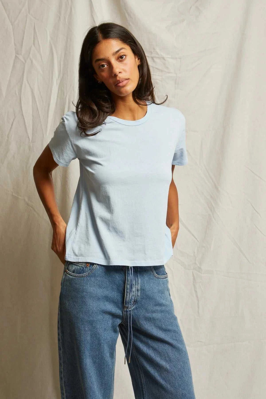 Perfectwhitetee Harley Cotton Boxy Crew Sky Blue