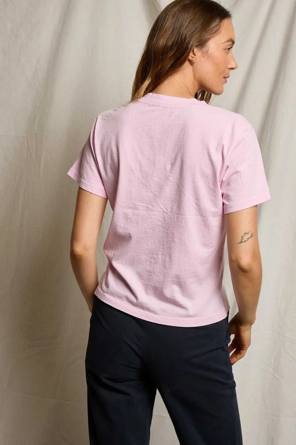 Perfectwhitetee Hendrix Cotton Boxy V Neck Tee Sugar Pink