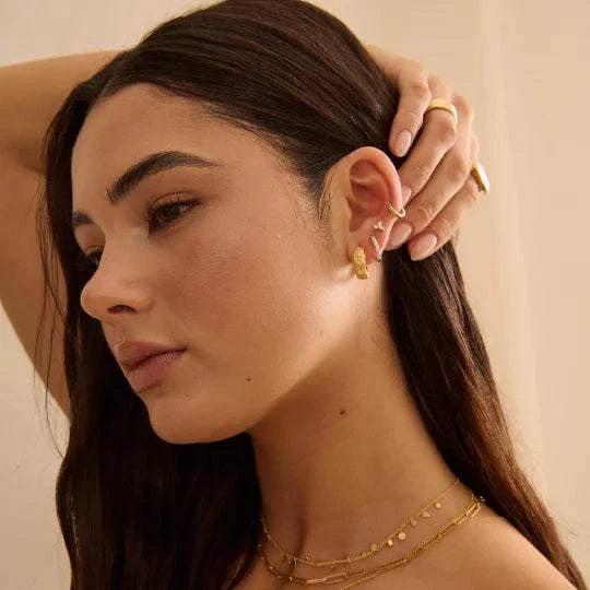 Murkani Cosmic Love Huggie White Topaz Gold