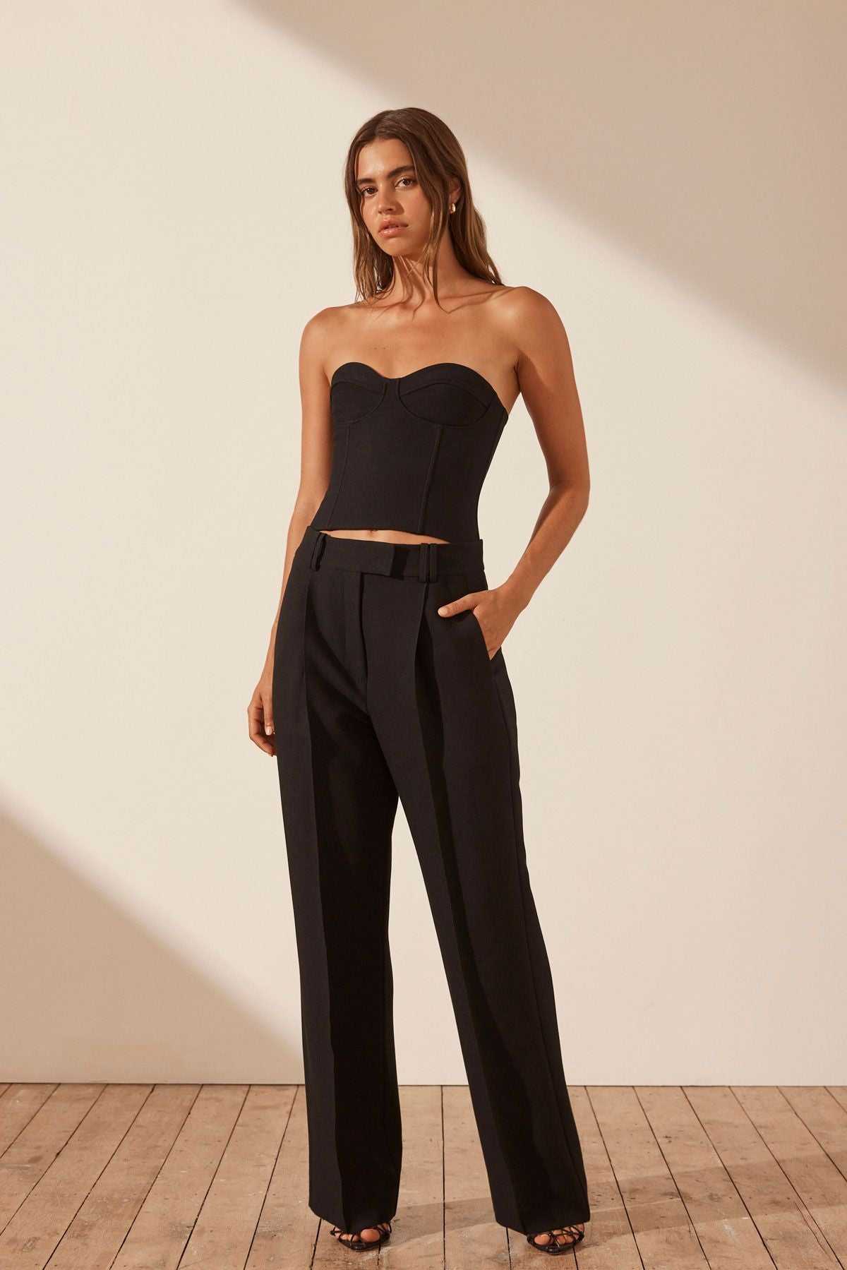 Shona Joy Irena Low Rise Slouched Pant Black