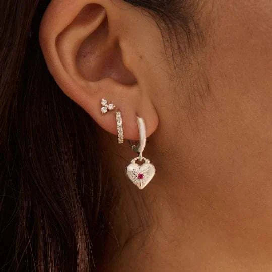 Murkani Love You Small Heart Huggie Earrings Silver