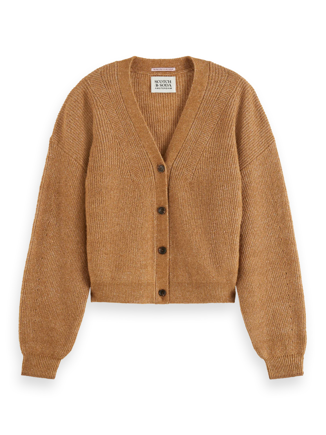 Scotch and Soda Fuzzy Relaxed Cardigan Tobacco