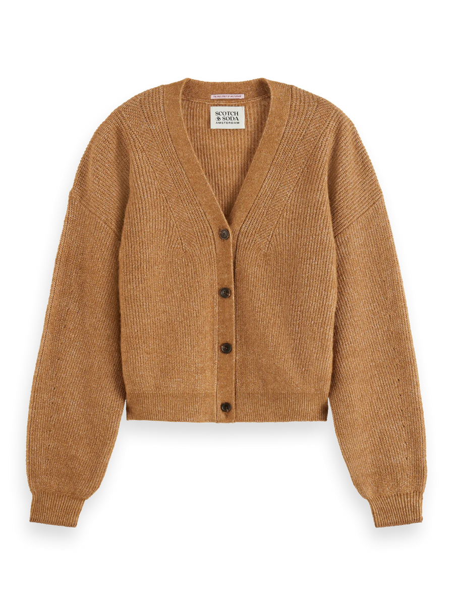 Scotch and Soda Fuzzy Relaxed Cardigan Tobacco