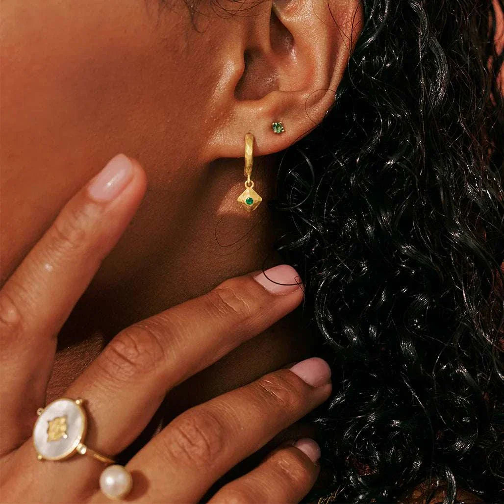 Murkani Wandering Soul Green Onyx Huggie Earrings