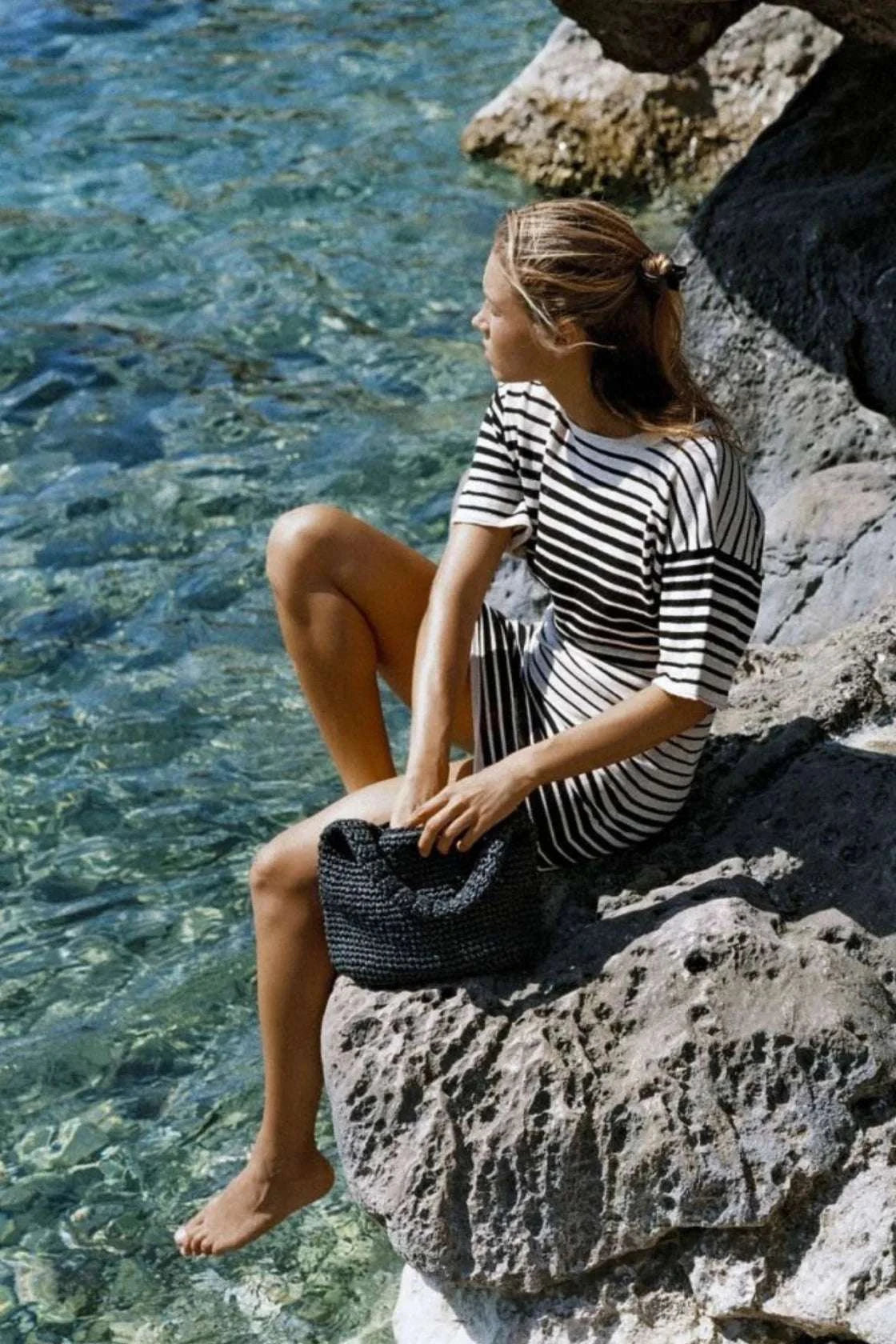 Zulu and Zephyr Ramie Cotton Knit Mini Dress Ombre Stripe