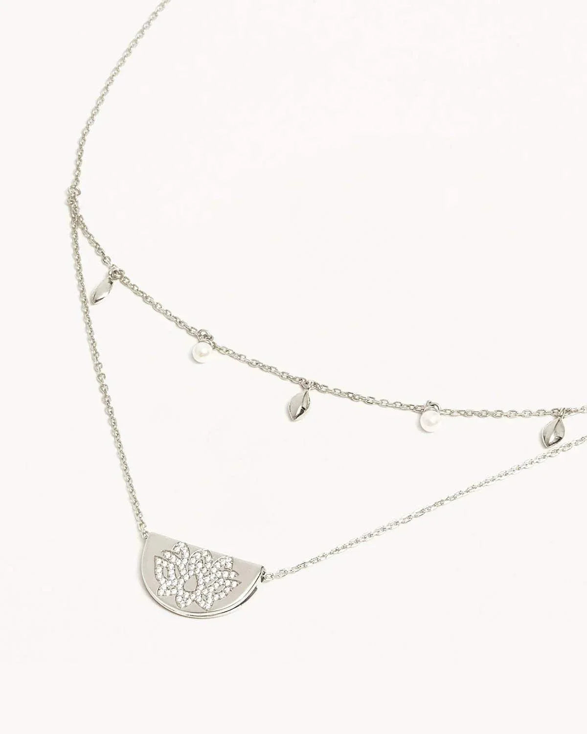 By Charlotte Sterling Silver Live In Peace Lotus Necklace