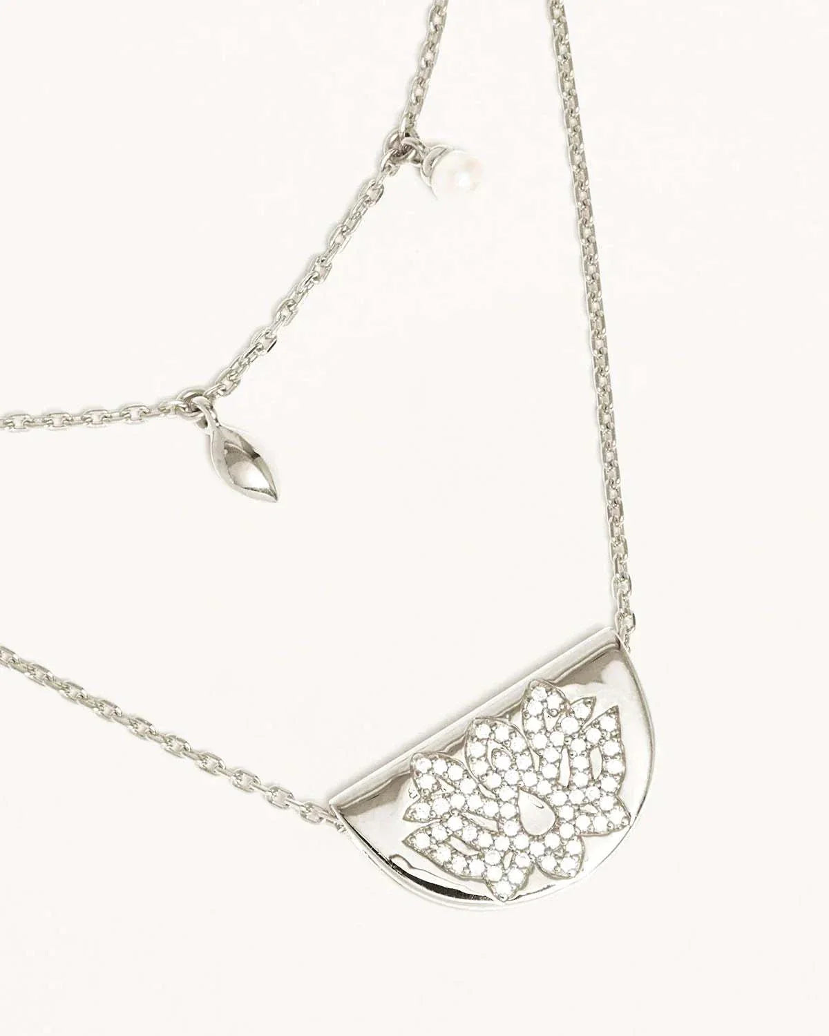 By Charlotte Sterling Silver Live In Peace Lotus Necklace