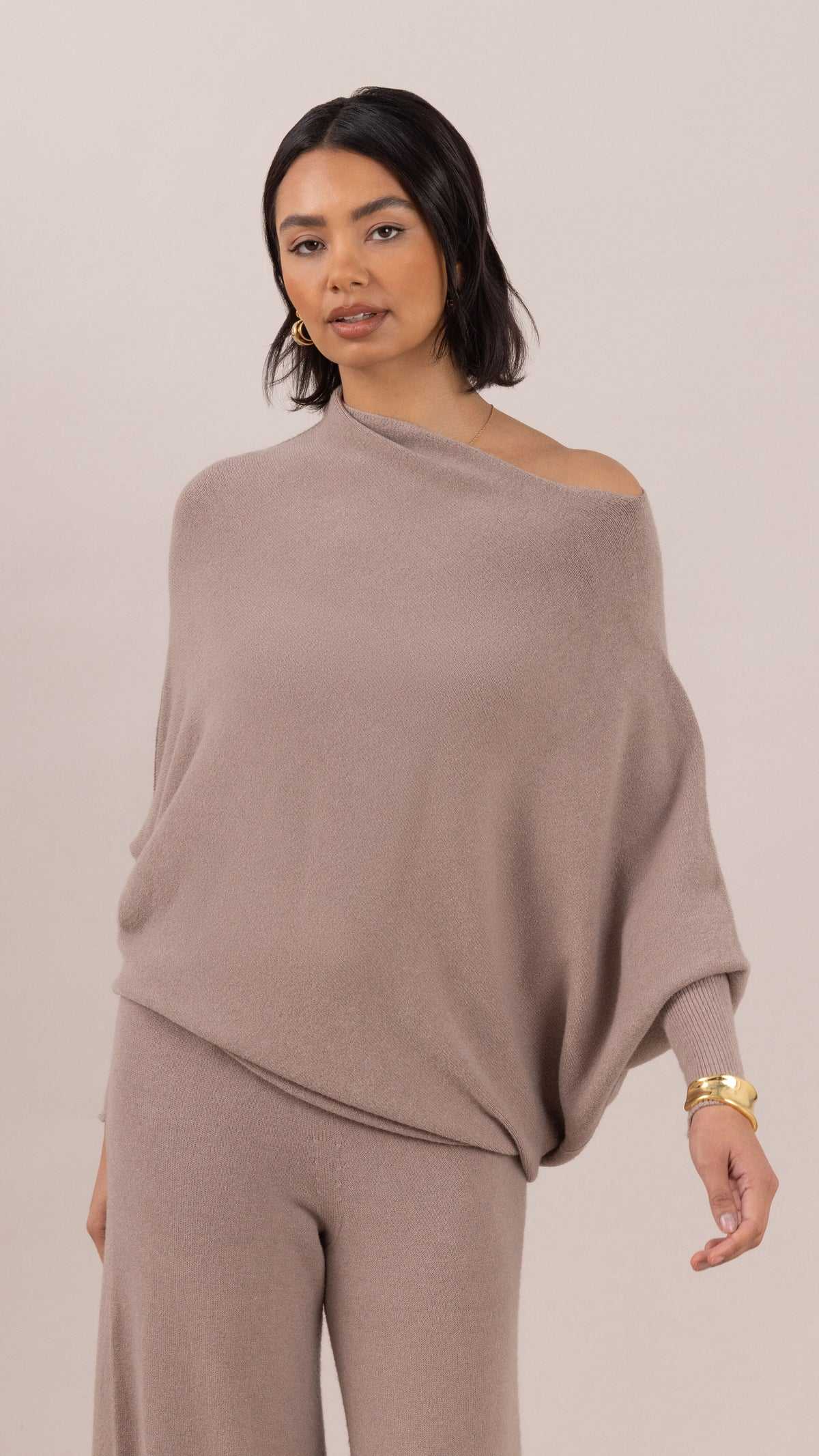 Charli Natalie Asymmetrical Sweater Smoke