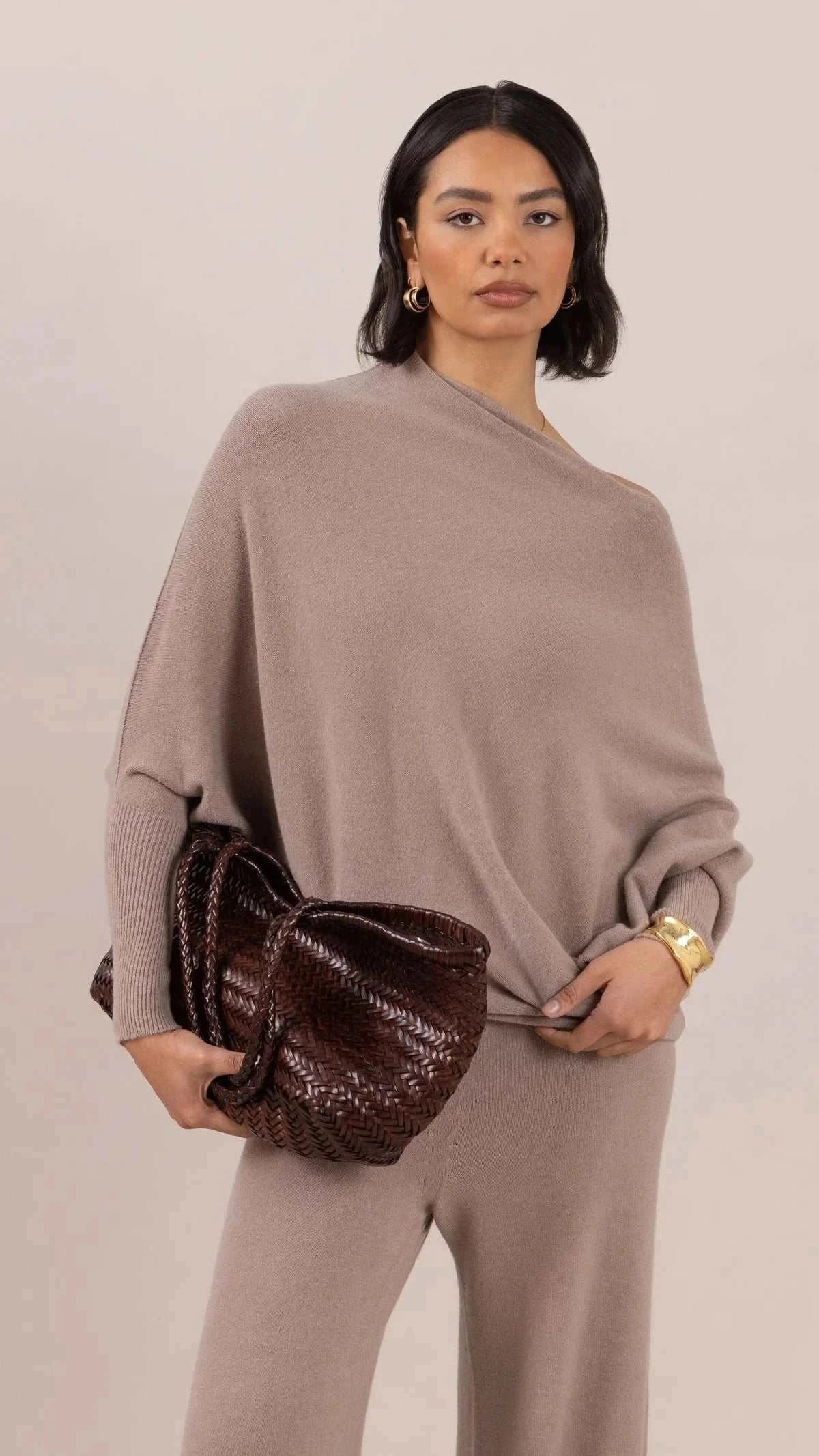 Charli Natalie Asymmetrical Sweater Smoke