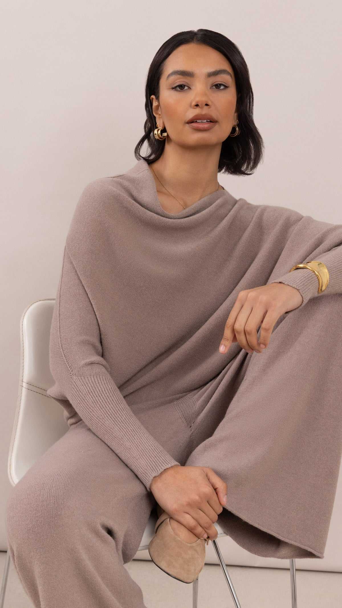 Charli Natalie Asymmetrical Sweater Smoke