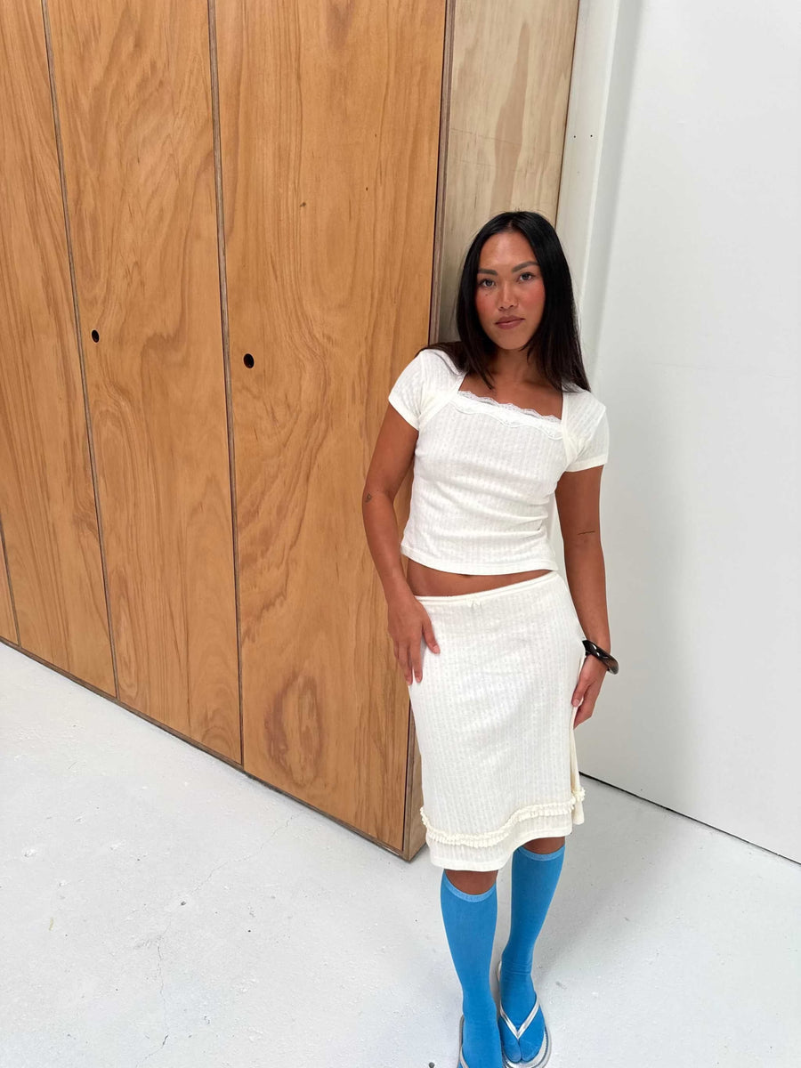 In Your Twenties The Margot Skirt Pointelle Cream