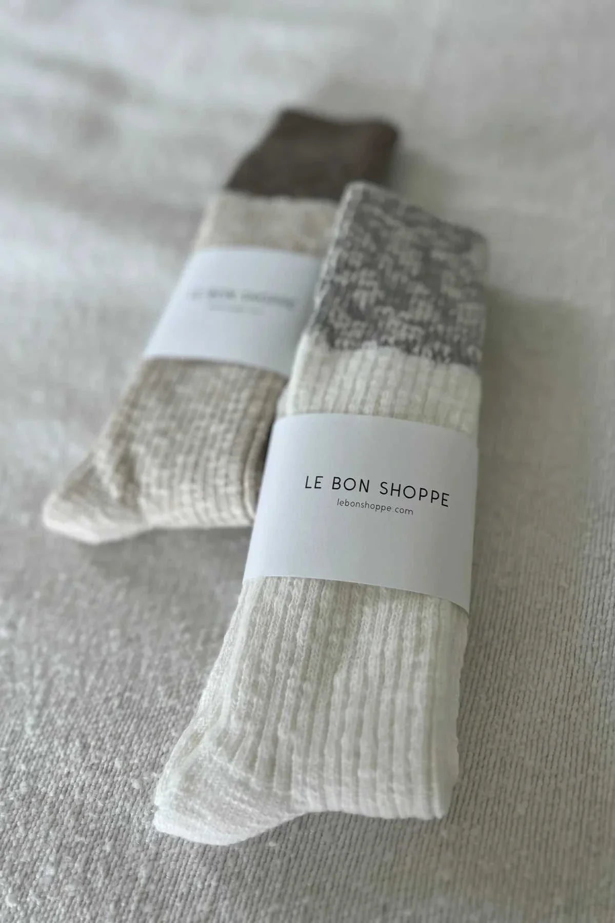 Le Bon Shoppe Cottage Socks White Linen And Grey