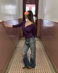 In Your Twenties The Romy 3/4 Sleeve Top Aubergine