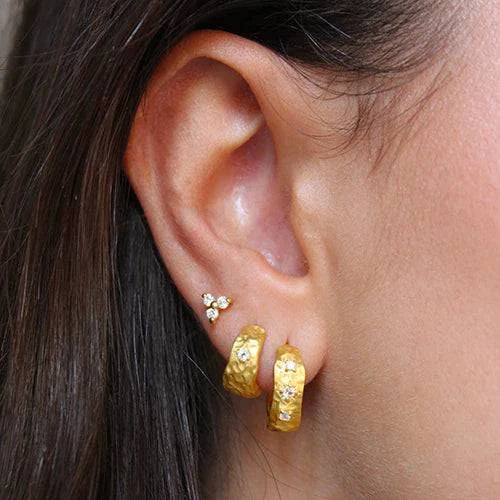 Murkani Cosmic Love Small Huggie White Topaz Gold Plated