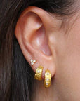 Murkani Cosmic Love Small Huggie White Topaz Gold Plated