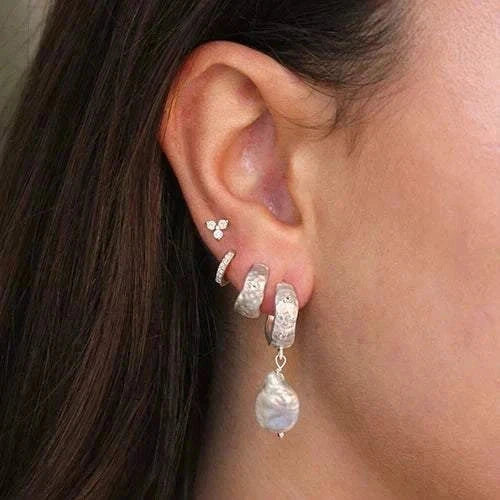 Murkani Cosmic Love Small Huggie White Topaz Sterling Silver