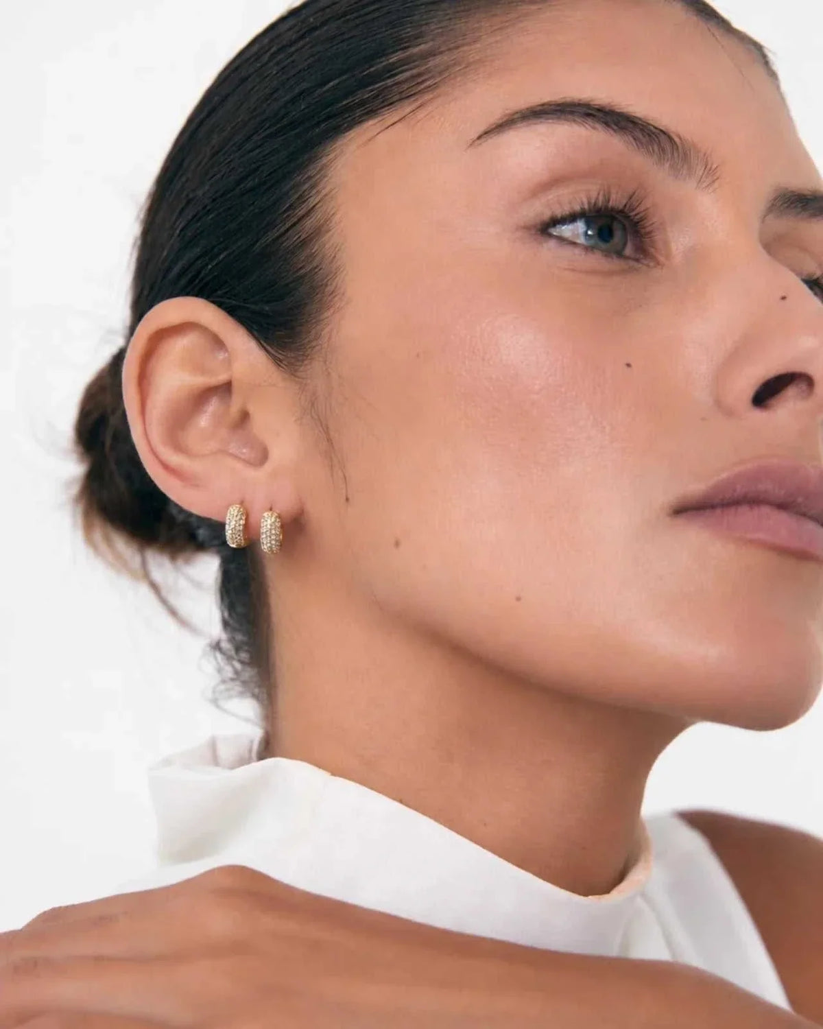 De Sur Triple Pavé Earrings Gold
