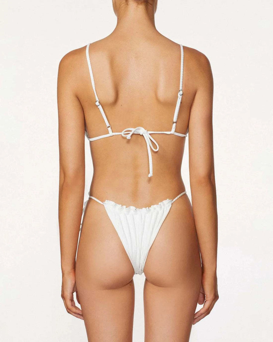 Frill Tri Top Vintage White Rib