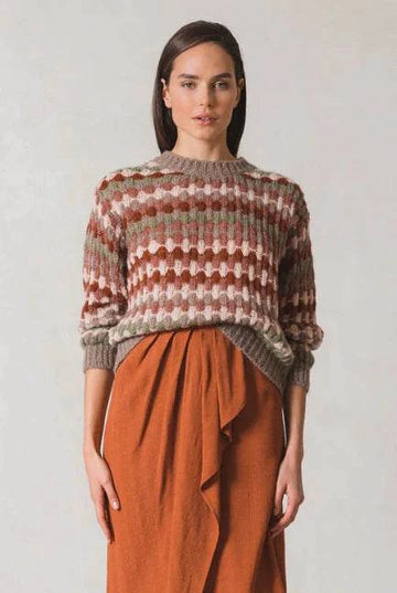 Indi and Cold Multicoloured Motif Jumper Taupe