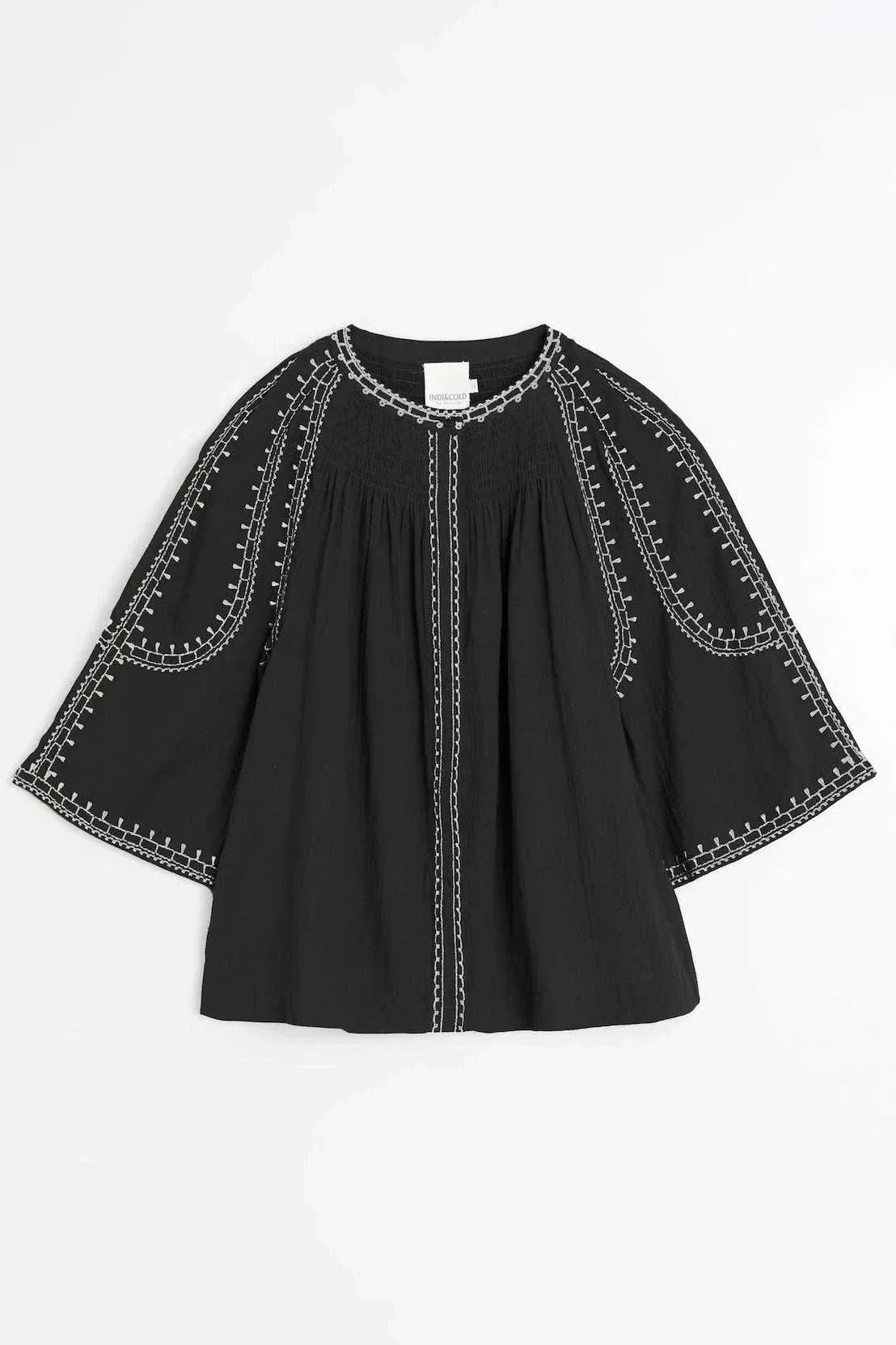Indi and Cold Belle Sleeve Blouse 900 Nero