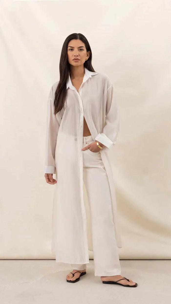 Charli Izzy Long Shirt White