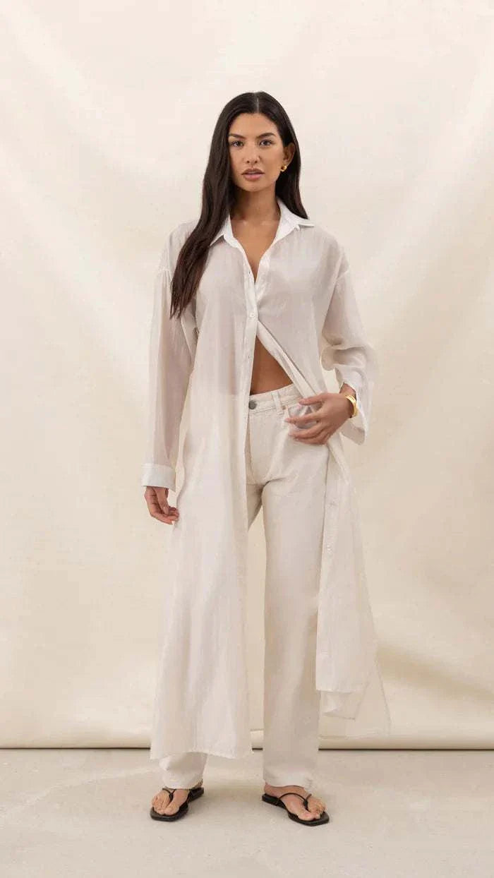 Charli Izzy Long Shirt White