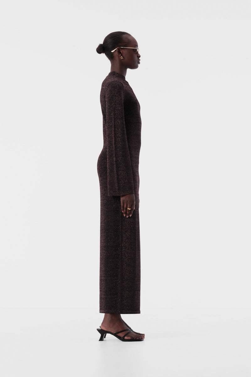 Elka Thelma Knit Dress Copper Lurex