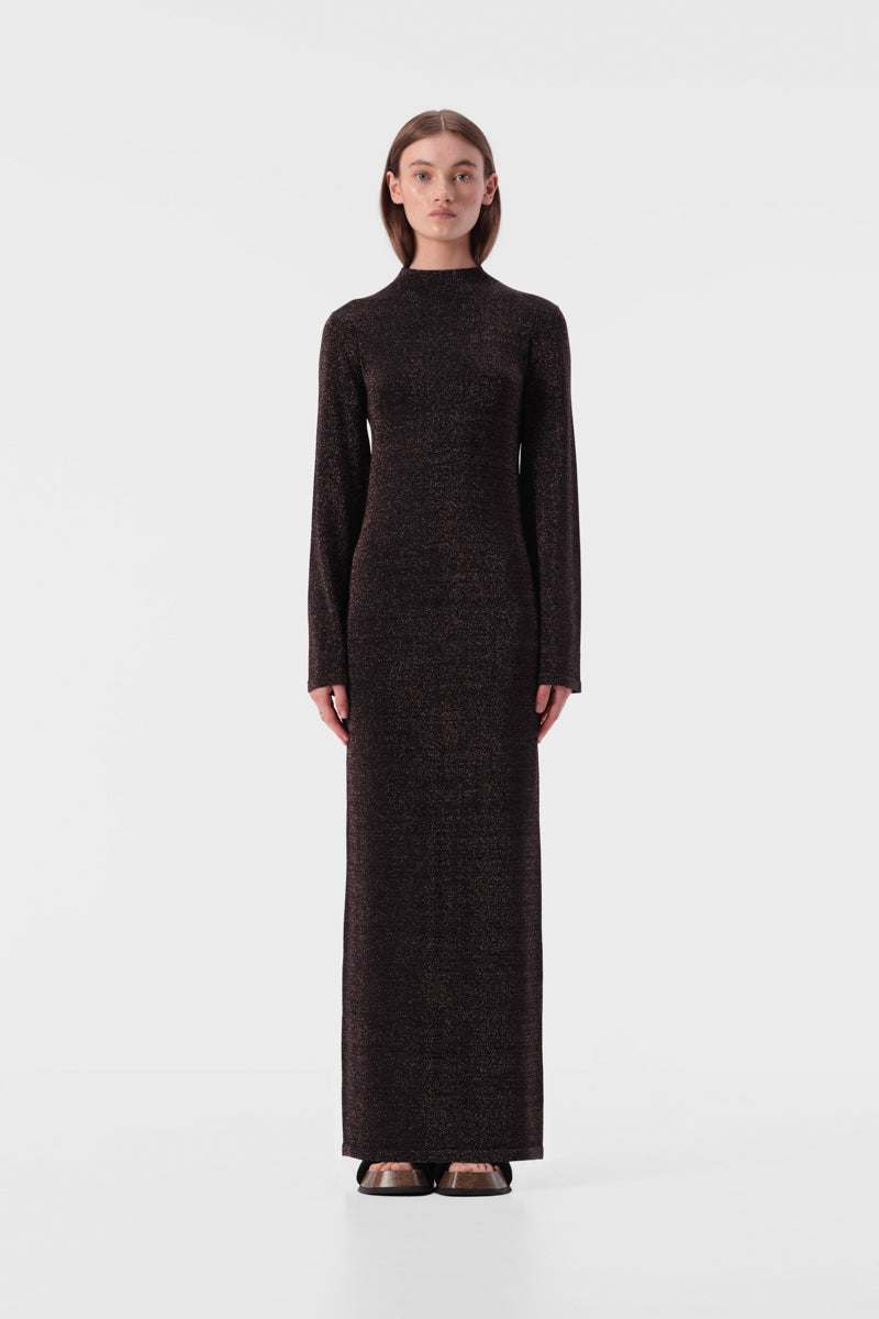 Elka Thelma Knit Dress Copper Lurex