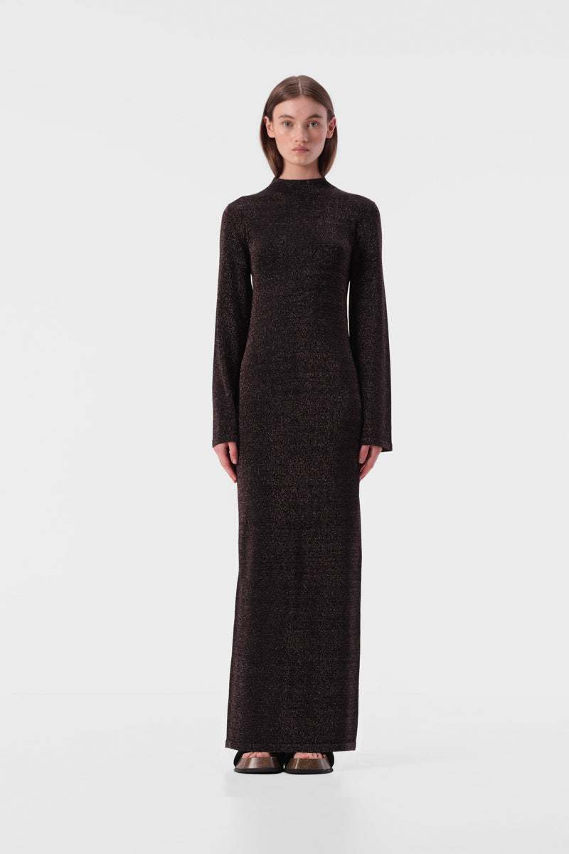Elka Thelma Knit Dress Copper Lurex