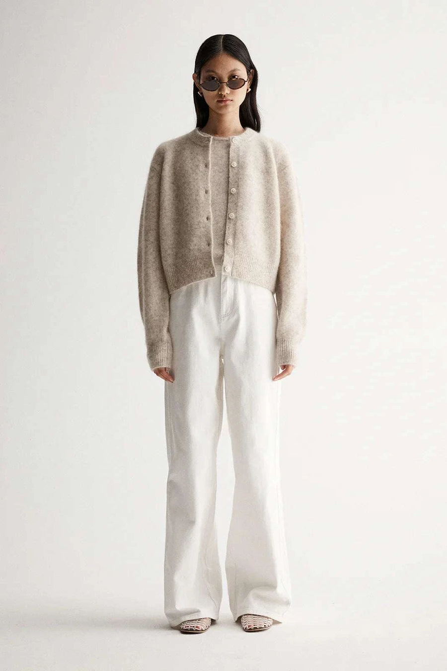 Elka Collective Abigail Knit Cardigan White Marle