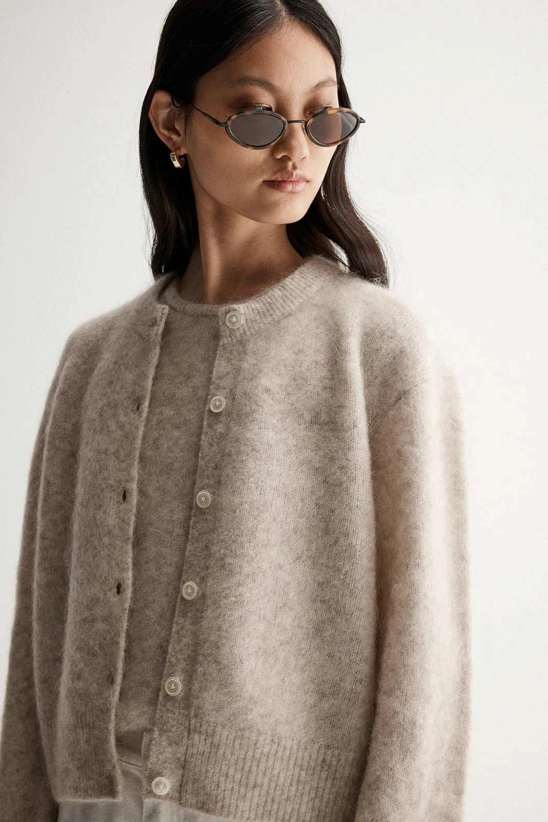 Elka Collective Abigail Knit Cardigan White Marle
