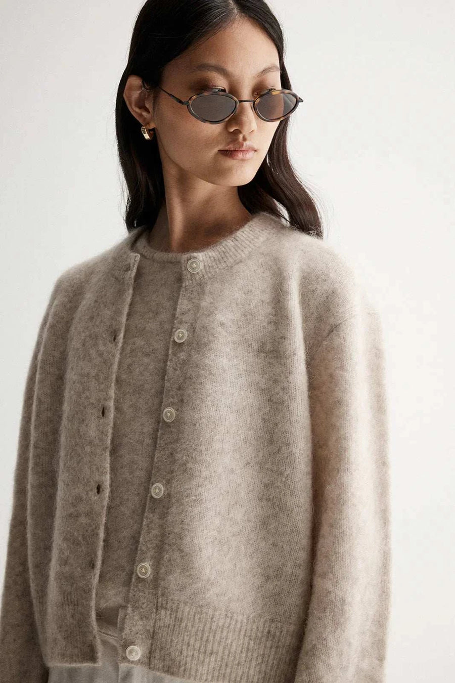 Elka Collective Abigail Knit Cardigan White Marle