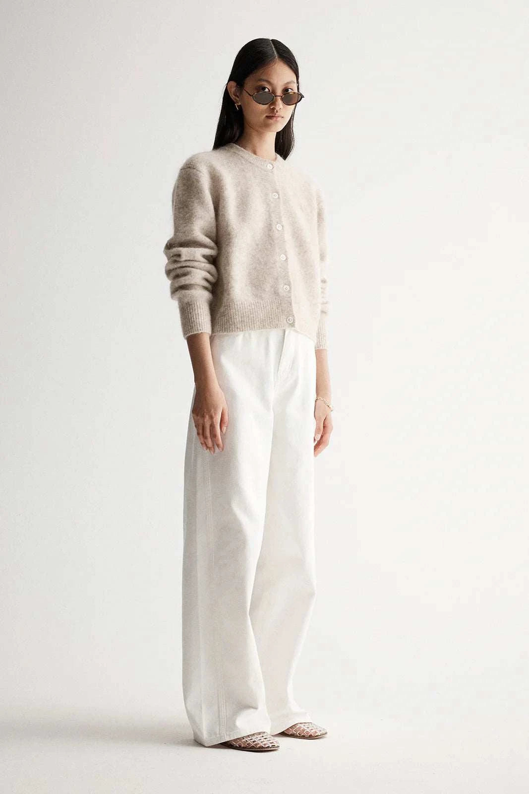 Elka Collective Abigail Knit Cardigan White Marle