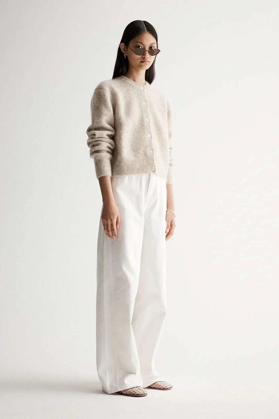 Elka Collective Abigail Knit Cardigan White Marle