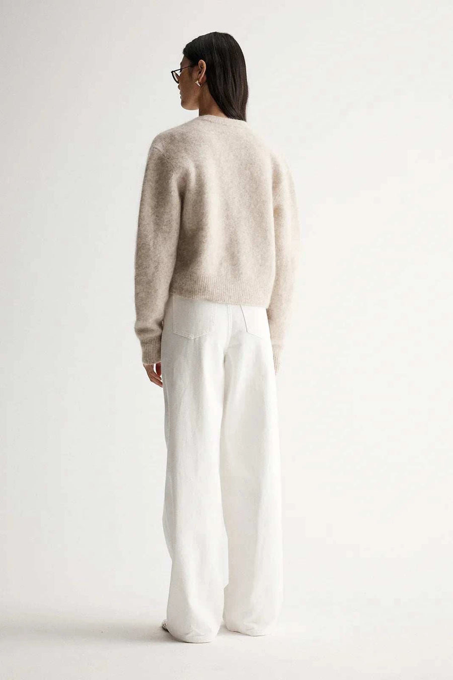 Elka Collective Abigail Knit Cardigan White Marle