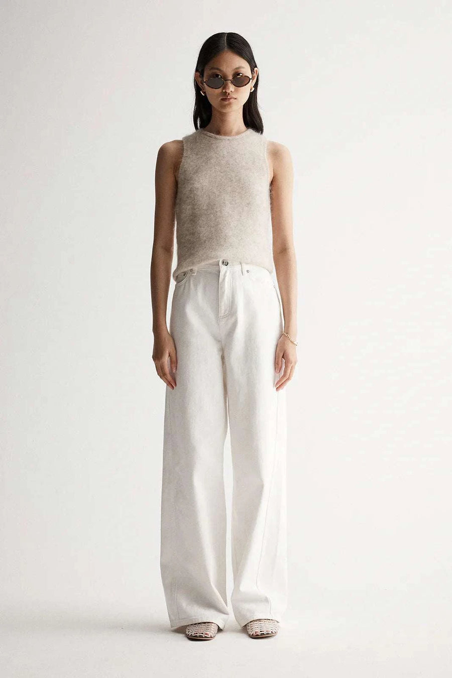 Elka Collective Abigail Knit Tank White Marle