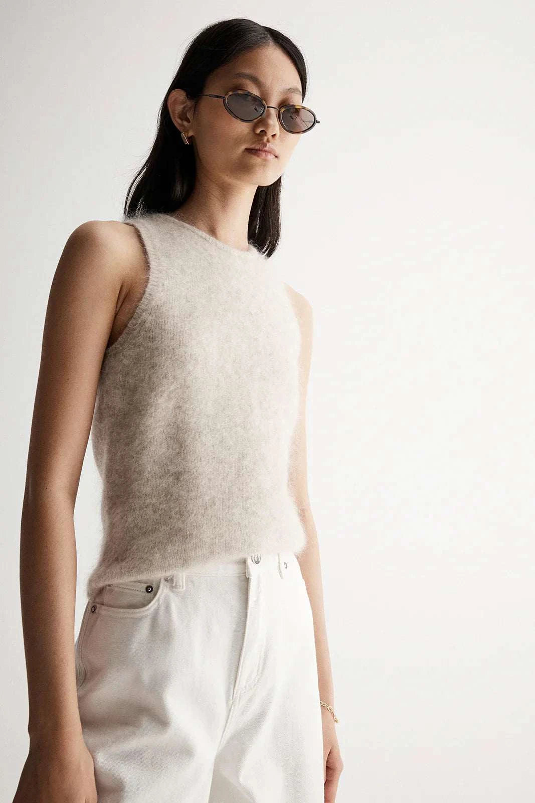 Elka Collective Abigail Knit Tank White Marle