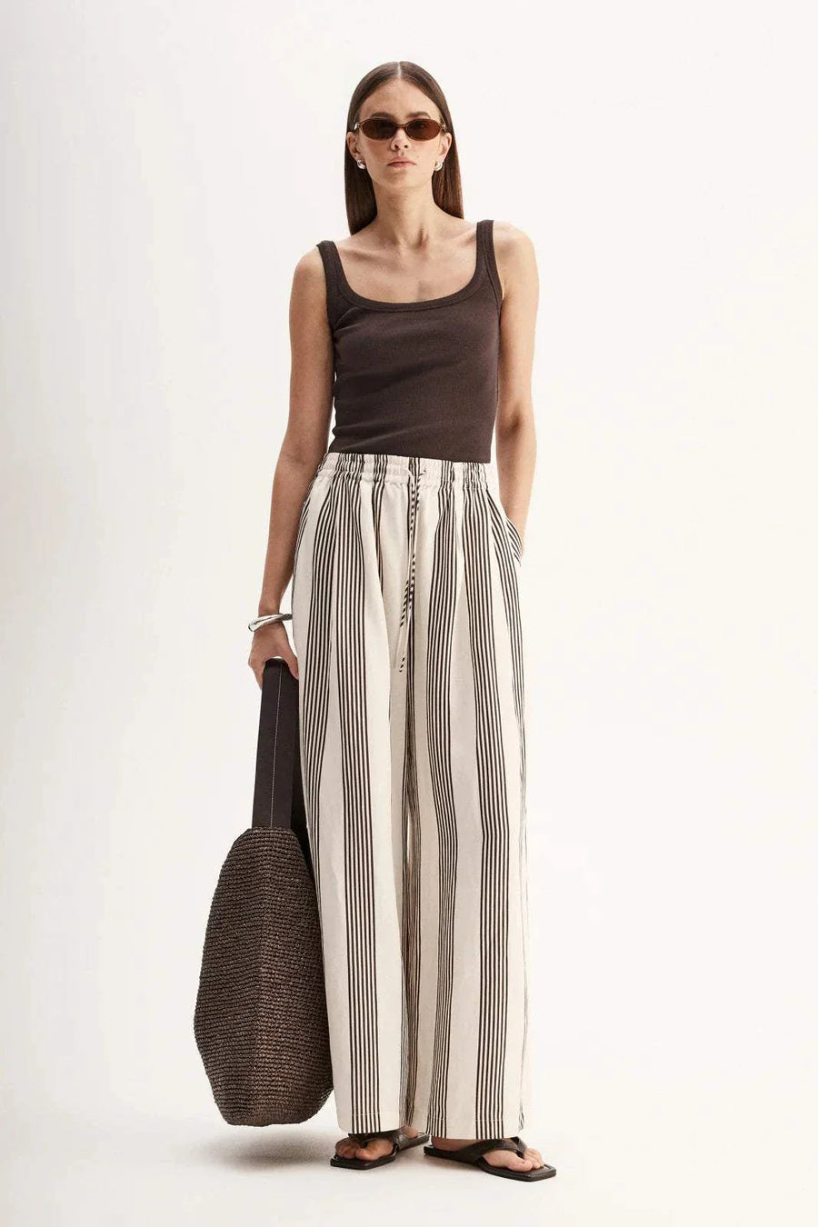Elka Collective Milo Stripe Pant Chocolate Stripe