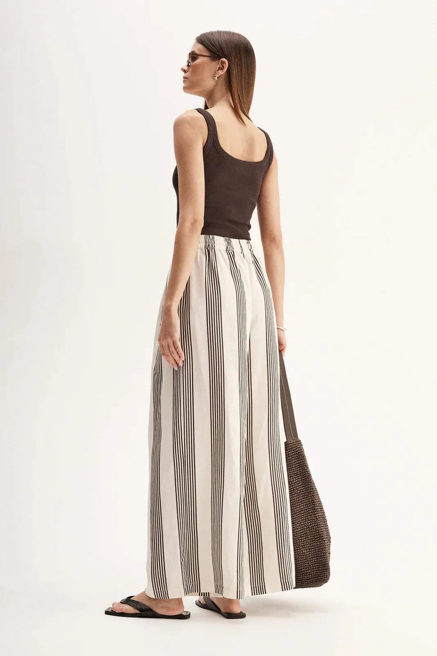 Elka Collective Milo Stripe Pant Chocolate Stripe