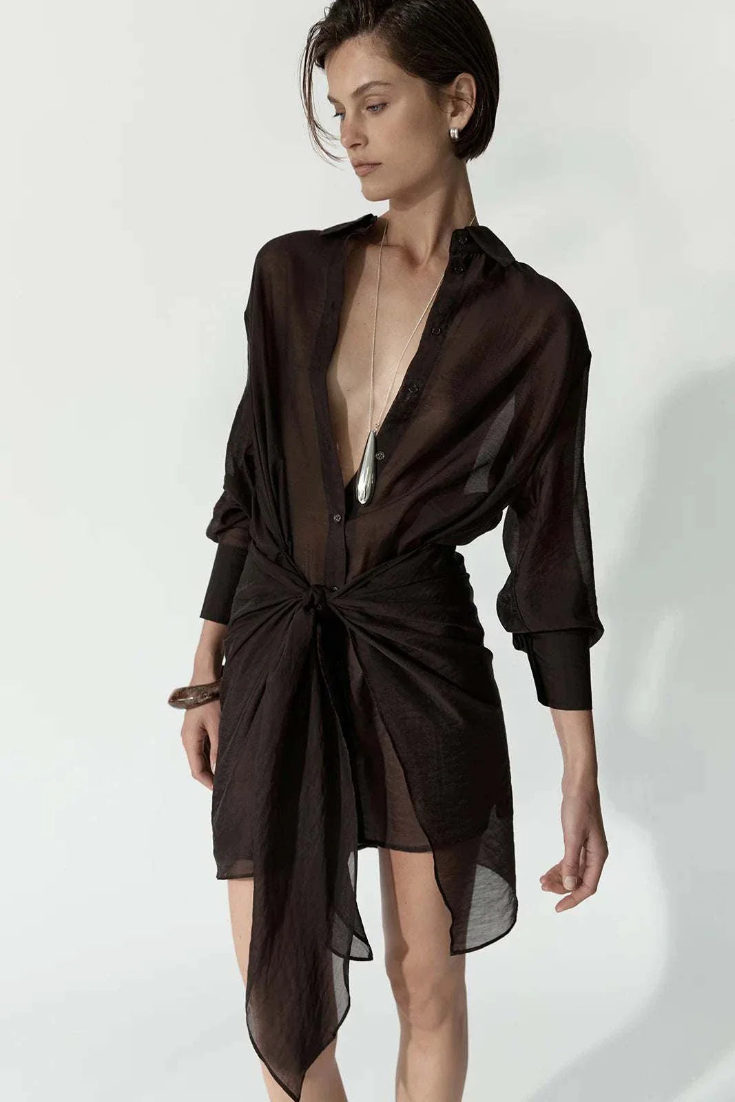 Elka Collective Sailor Mini Dress Chocolate