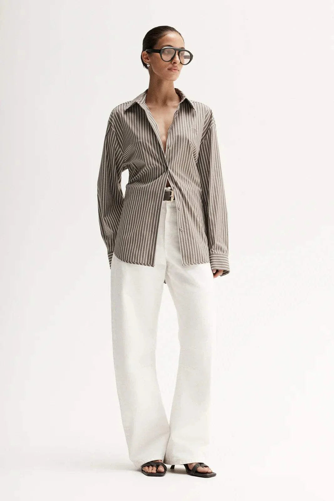 Elka Collective Emry Stripe Shirt Taupe Stripe