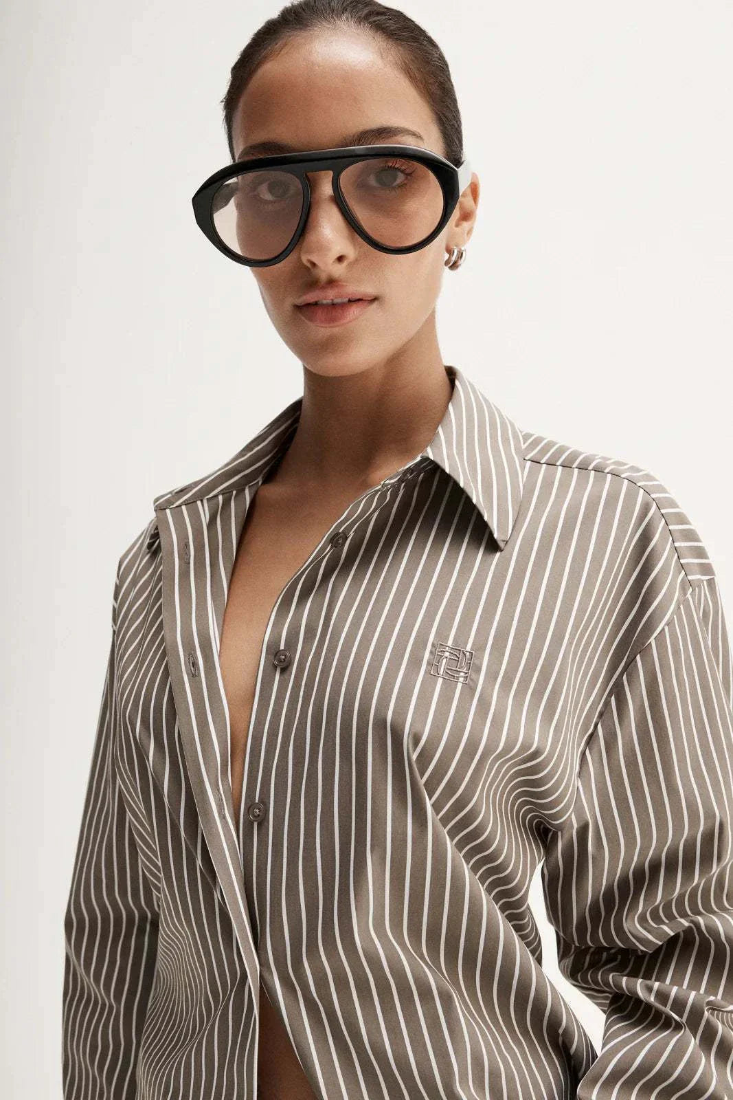 Elka Collective Emry Stripe Shirt Taupe Stripe