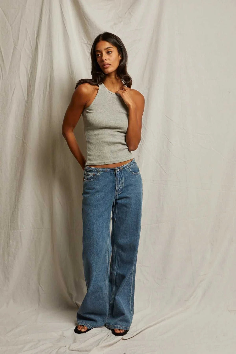 Perfectwhitetee Kravitz Fine Rib Tank Heather Grey