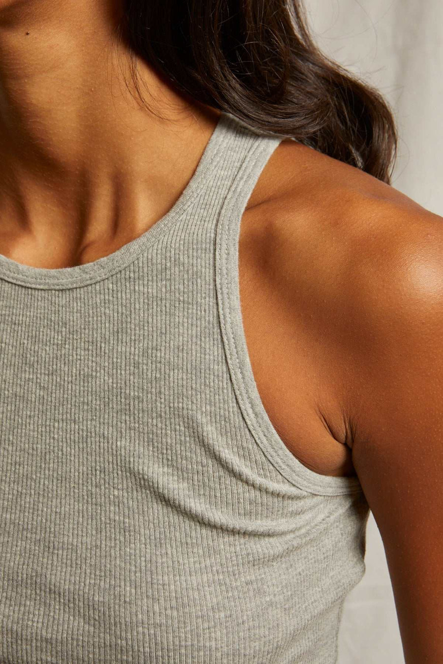 Perfectwhitetee Kravitz Fine Rib Tank Heather Grey