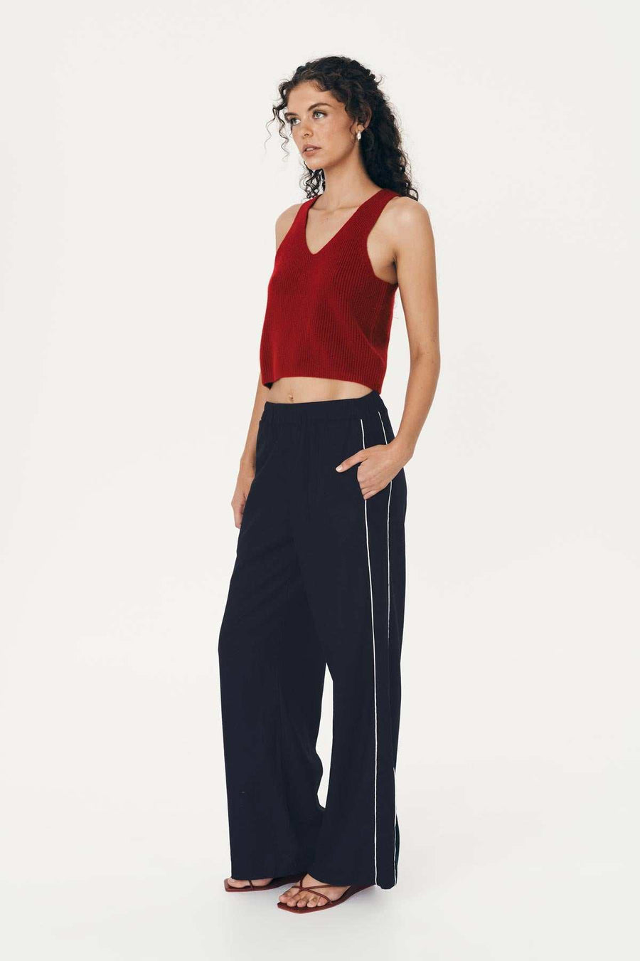 Rowie Kaia Linen Straight Pants Ink