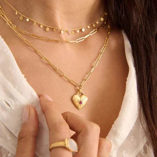 Murkani Cosmic Love Large Love You Heart Necklace Gold