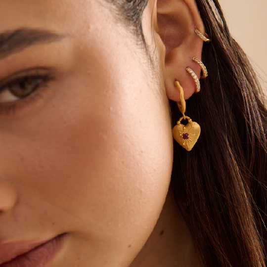 Murkani Love You Large Heart Hoop Earring Gold