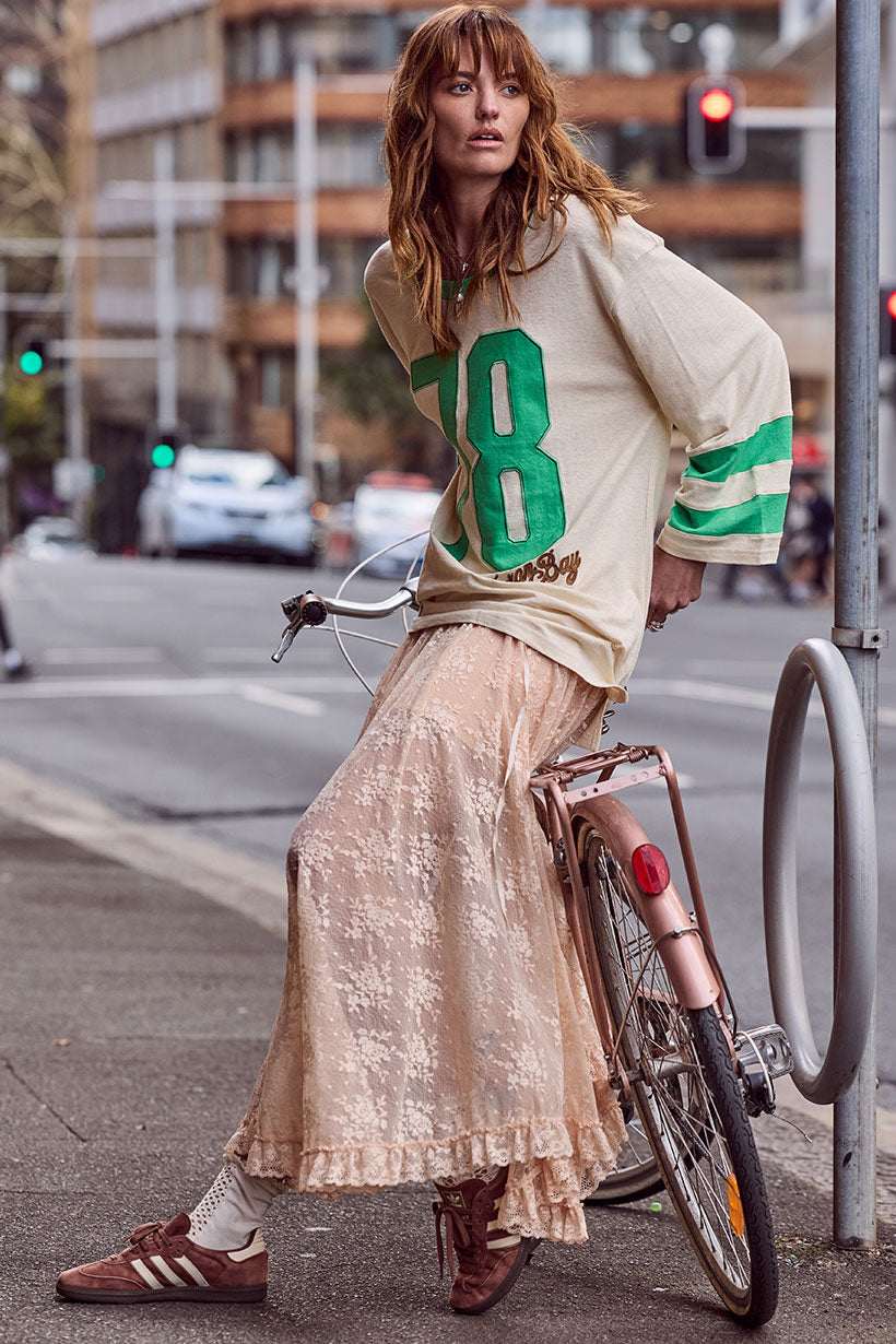 Spell Labyrinth Lace Maxi Skirt Peach Bliss          